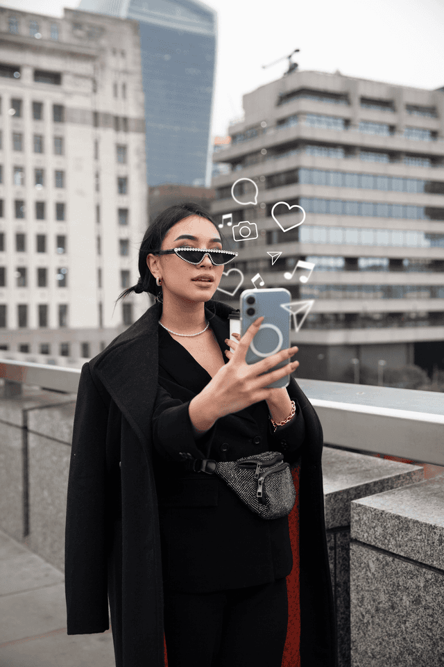 Creator on city rooftop